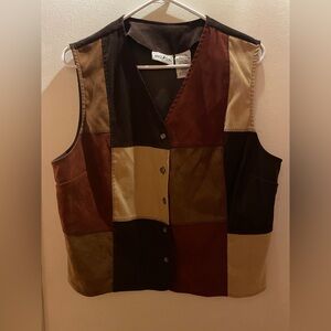 Vintage White Stag Mustang Patchwork Brown Stretch Vest